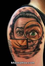 раме Смешан портрет смешног човека са узорком тетоваже