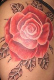 shoulder colored red Rose tattoo pattern