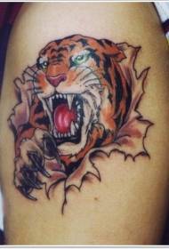 Shoulder peeling color tiger head tattoo pattern