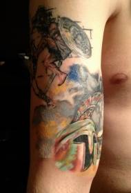 axel färg antika krigare hjälm tatuering mönster