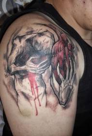 pečių spalvos eskizo vėjo ir žmogaus širdies tatuiruotės paveikslėlis
