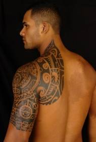 male Shoulder black Polynesian totem tattoo