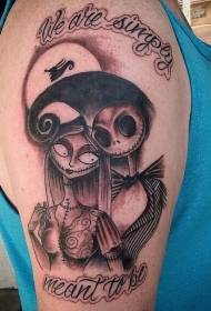 schouder bruin romantische thema kleur monster paar tattoo