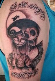 shoulder brown romantic theme color monster couple tattoo