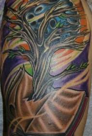 Shoulder full color dead tree tattoo pattern