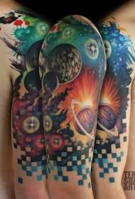 shoulder color space solar system tattoo picture