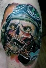 Shoulder color zombie pilot tattoo pattern