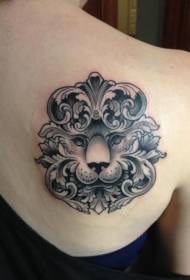 shoulder black-brown British traditional big lion tattoo pattern