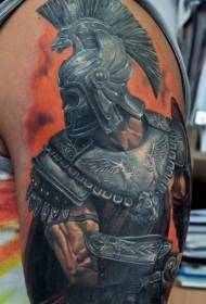 modeli i tatuazhit të gladiatorit surreal të ngjyrës së shpatullave