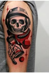 ny stil farge Shoulder spaceman skeleton tattoo mønster