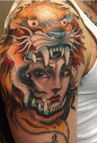 Shoulder old comics like color gypsy woman tattoo pictures