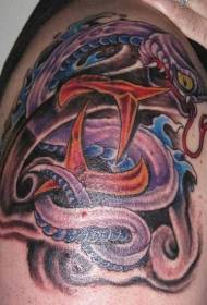 Male shoulder color snake tattoo pattern