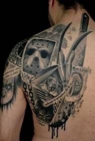 tatouage de portrait de héros de film d'horreur épaule-réaliste
