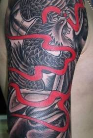 Male shoulder black phoenix tattoo pattern