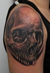 Плечі чорно-коричневий череп реалістичні візерунок татуювання