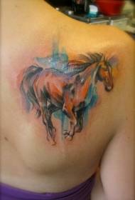model de tatuaj cal de acuarelă de umăr