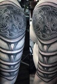 Arm celtic style black medieval armor tattoo pattern
