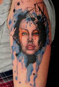 plecu krāsa skaista brunete lady tetovējums attēlu