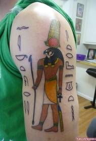 Big arm old school colored egyptian god and symbol tattoo pattern