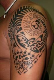 shoulder black Polynesian totem tattoo picture