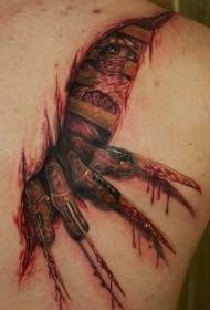 muška ramena zadivljujući krvavi uzorak tetovaže suza