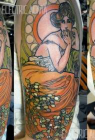 ώριμα χρώματα γυναικών πορτρέτο τατουάζ μοτίβο