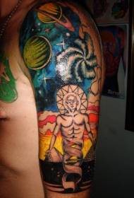 shoulder color fantasy space alien tattoo pattern