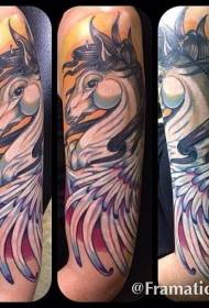 shoulder old photo like color Pegasus tattoo picture
