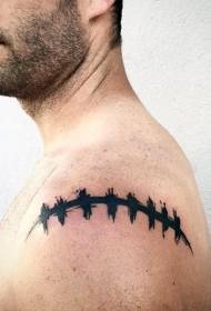 male shoulder black big scar tattoo pattern
