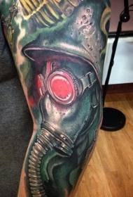 male shoulder color gas mask tattoo picture