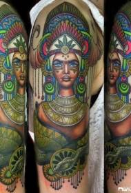 Schulter New Traditionell Style Mysteriéis Fra Tattoo Muster