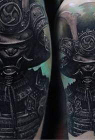 Pola tato samurai armor lengan besar berwarna