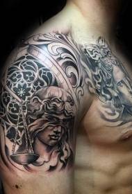 Stili i tatuazhit me krahë të zezë me ilustrim krahu të madh