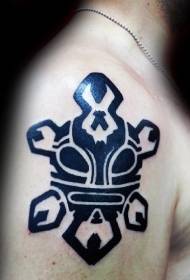 Shoulder Turtle Totem Ancient Mask Tattoo Pattern