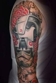 Gorgeous colored big star wars theme soldier tattoo pattern