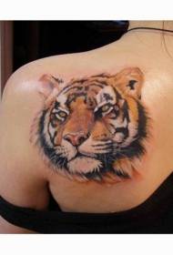 shoulder realistic color tiger head tattoo picture