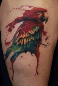 shoulder watercolor style parrot tattoo pattern