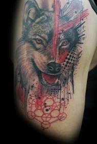 shoulder PS image processing software style wolf tattoo pattern