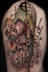 shoulder creepy rat pope tattoo pattern