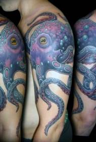 肩膀的顏色有趣章魚紋身圖案