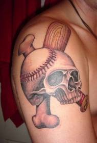 Modello di tatuaggio teschio baseball colorato sulla spalla