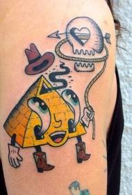 Patrón de tatuaje pintado de dibujos animados divertido esponja bebé pirámide