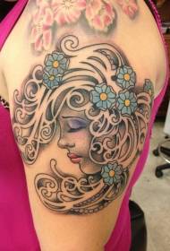 female new style color woman portrait tattoo picture