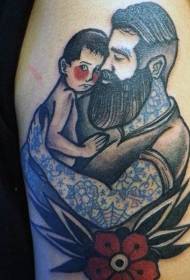 Shoulder Nautical me temë me ngjyra babai dhe djali tatuazh fotografi