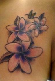 Modèle de tatouage de fleur tricolore couleur épaule