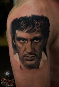 shoulder famous actor's portrait tattoo pattern