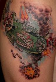 Malnova stila koloro WW-bomba ŝultra tatuaje