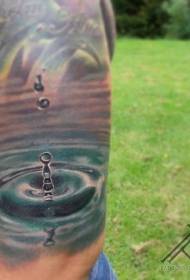 Realistic style color water drop tattoo pattern