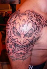 Shoulder Asian style demon tattoo pattern