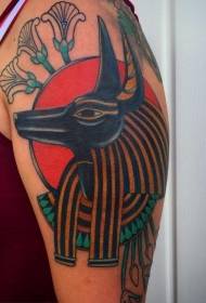 patrón de tatuaxe retrato exipcio en cor simple